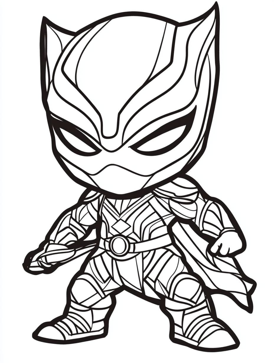 Coloriage Black Panther Tenir Une Arme Chibi