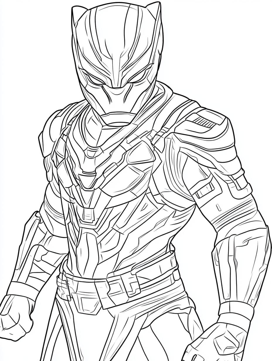 Coloriage Black Panther With Vibranium Weapons