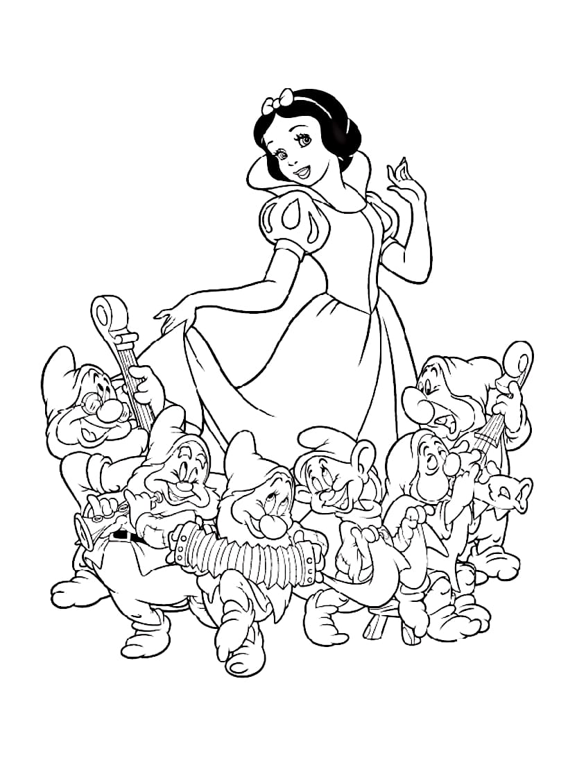 Coloriage Blanche Neige Avec Des Amis