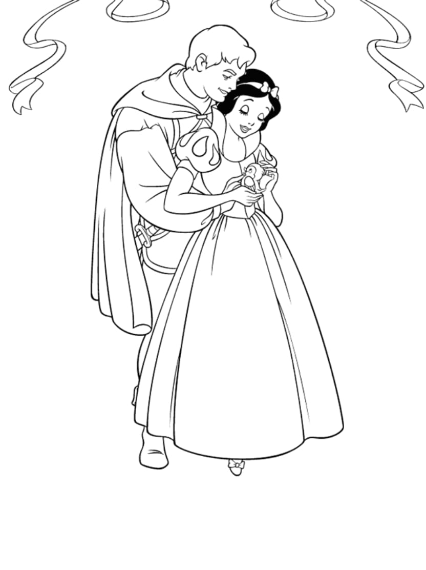 Coloriage Blanche Neige Avec Le Prince