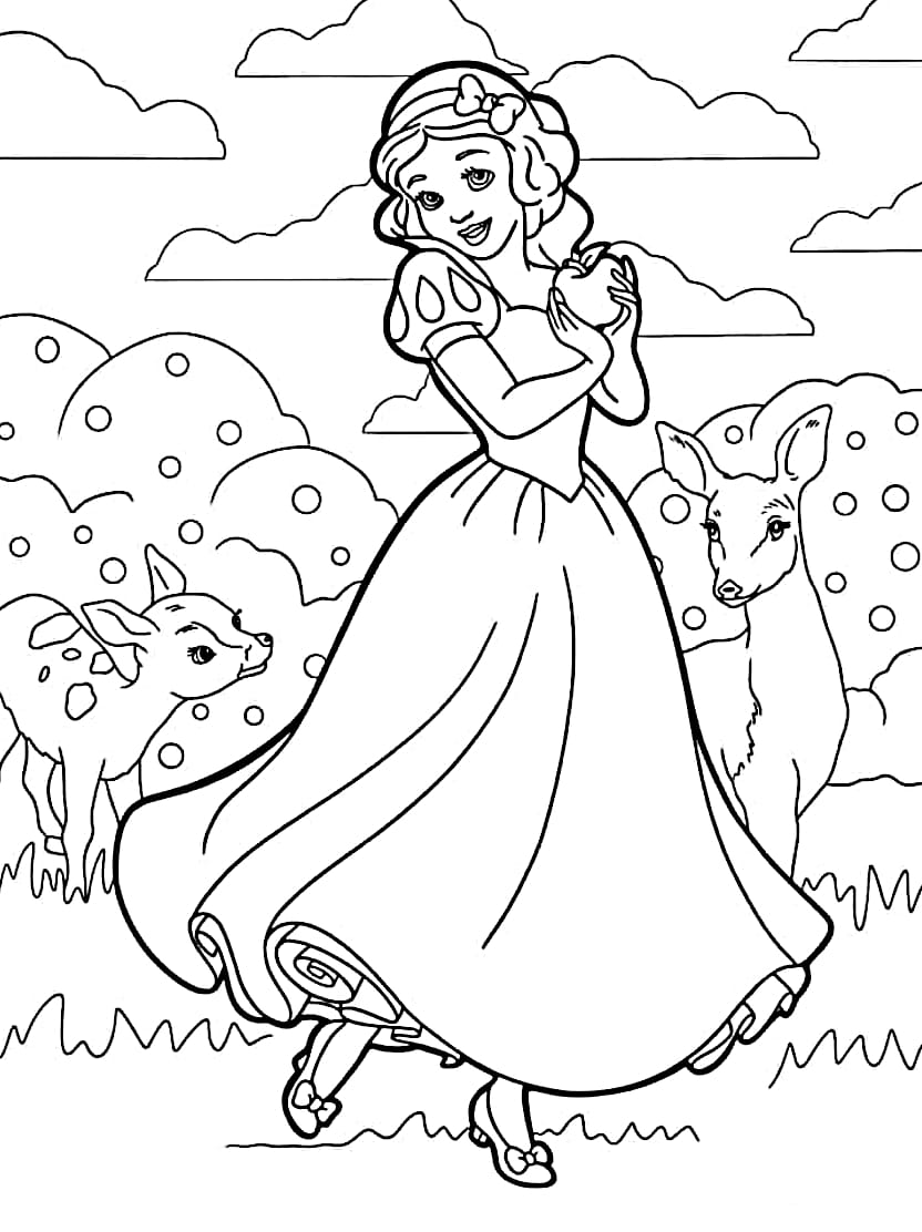 Coloriage Blanche Neige Dans La Foret