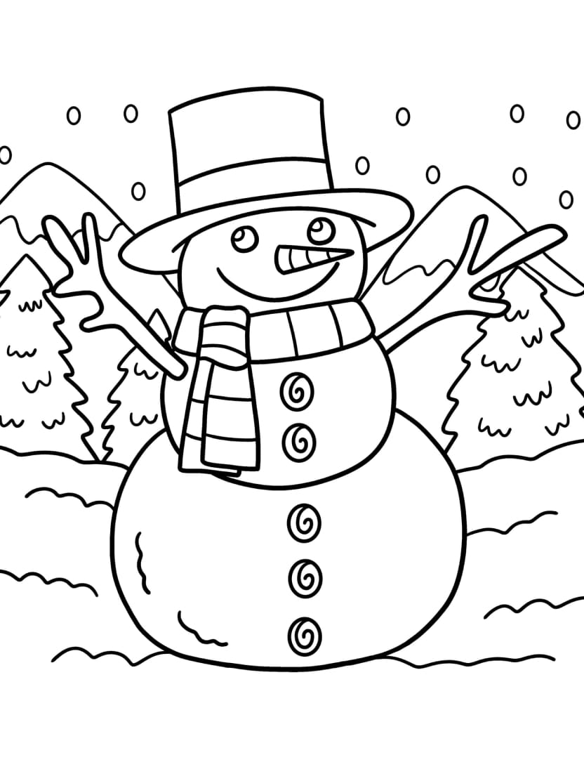 Coloriage Bonhomme De Neige Facile A Dessiner