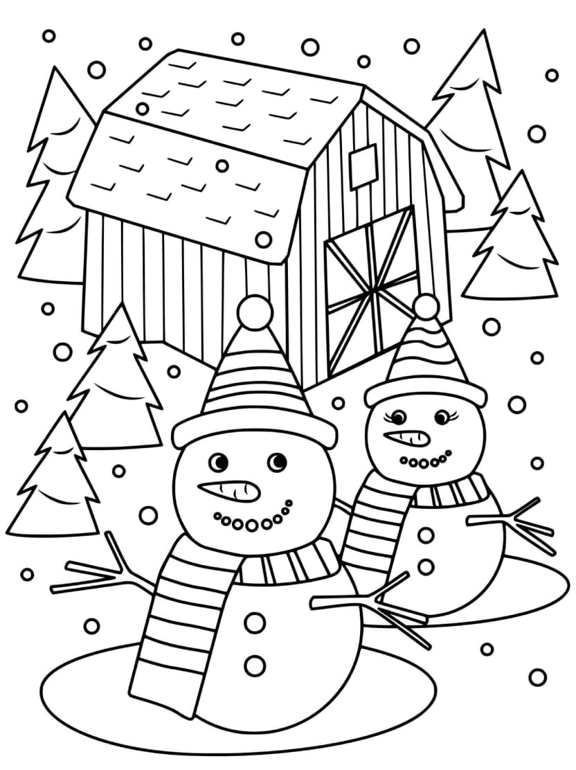 Coloriage Bonhomme De Neige Gratuit Pour Enfants