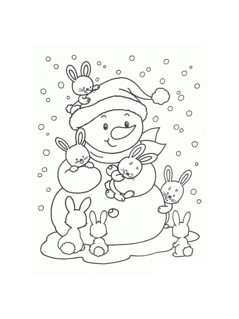 Coloriage Bonhomme De Neige Simple Et Drole