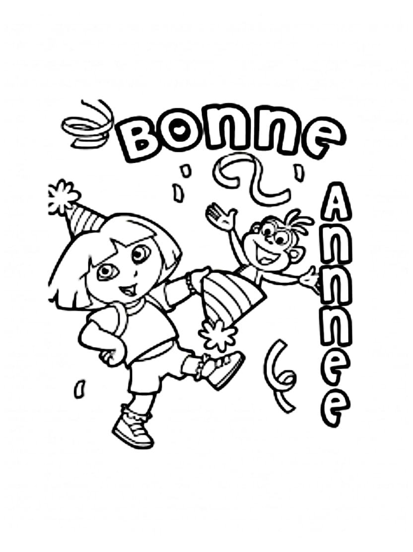 Coloriage Bonne Annee Dora