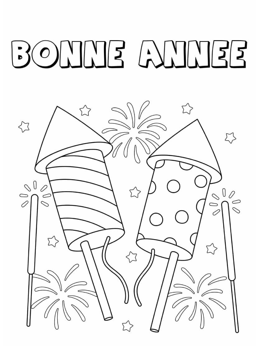 Coloriage Bonne Annee Feux D Artifice Gratuit