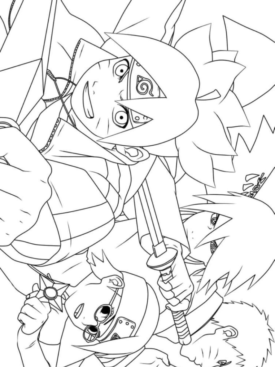 Coloriage Boruto Et Autres Personnages