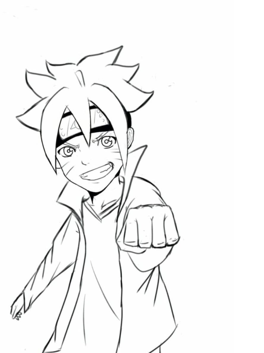 Coloriage Boruto Garcon D’anime Aux Cheveux Orange