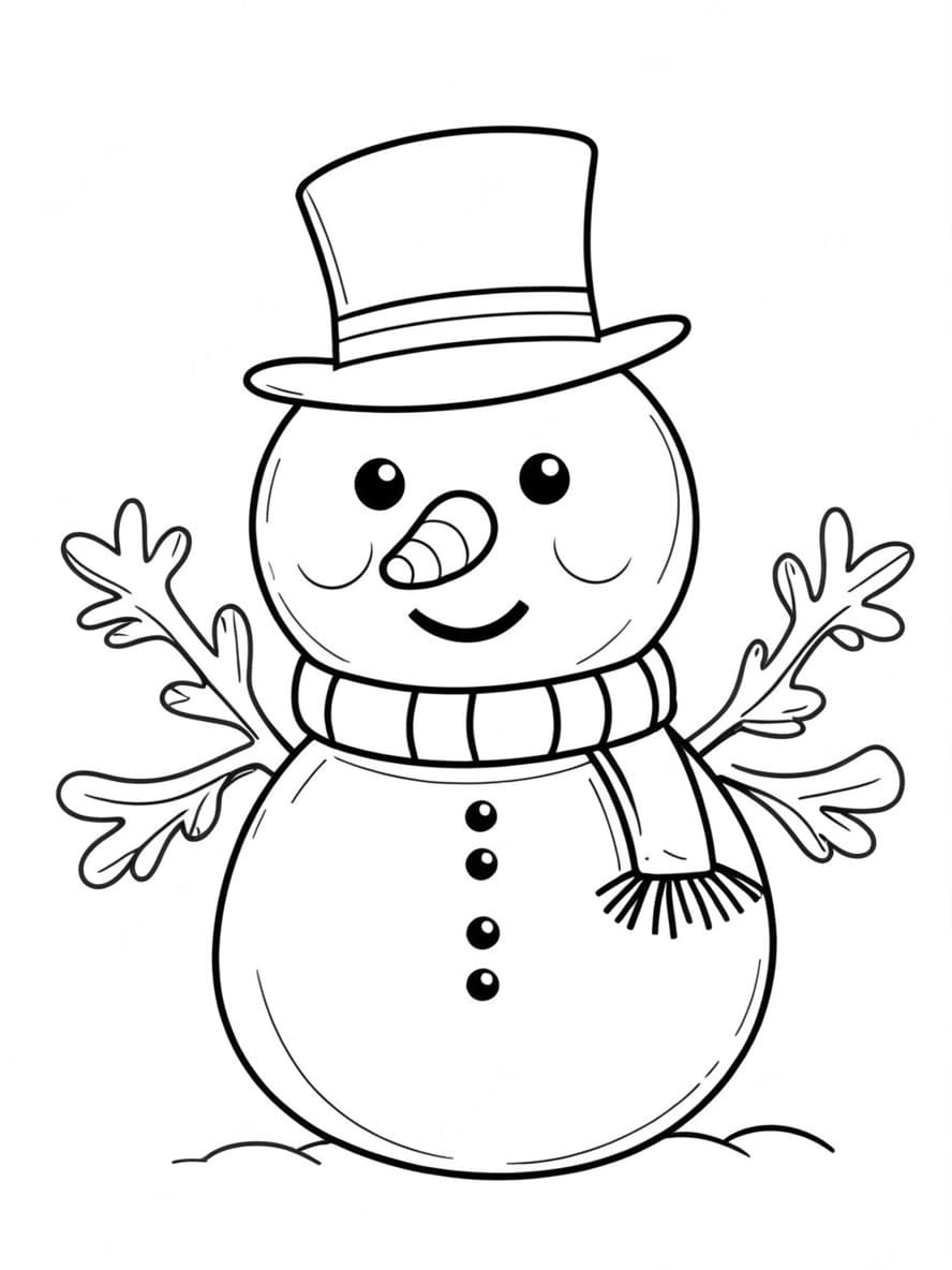 Coloriage Boule De Noel Et Bonhomme De Neige Simple