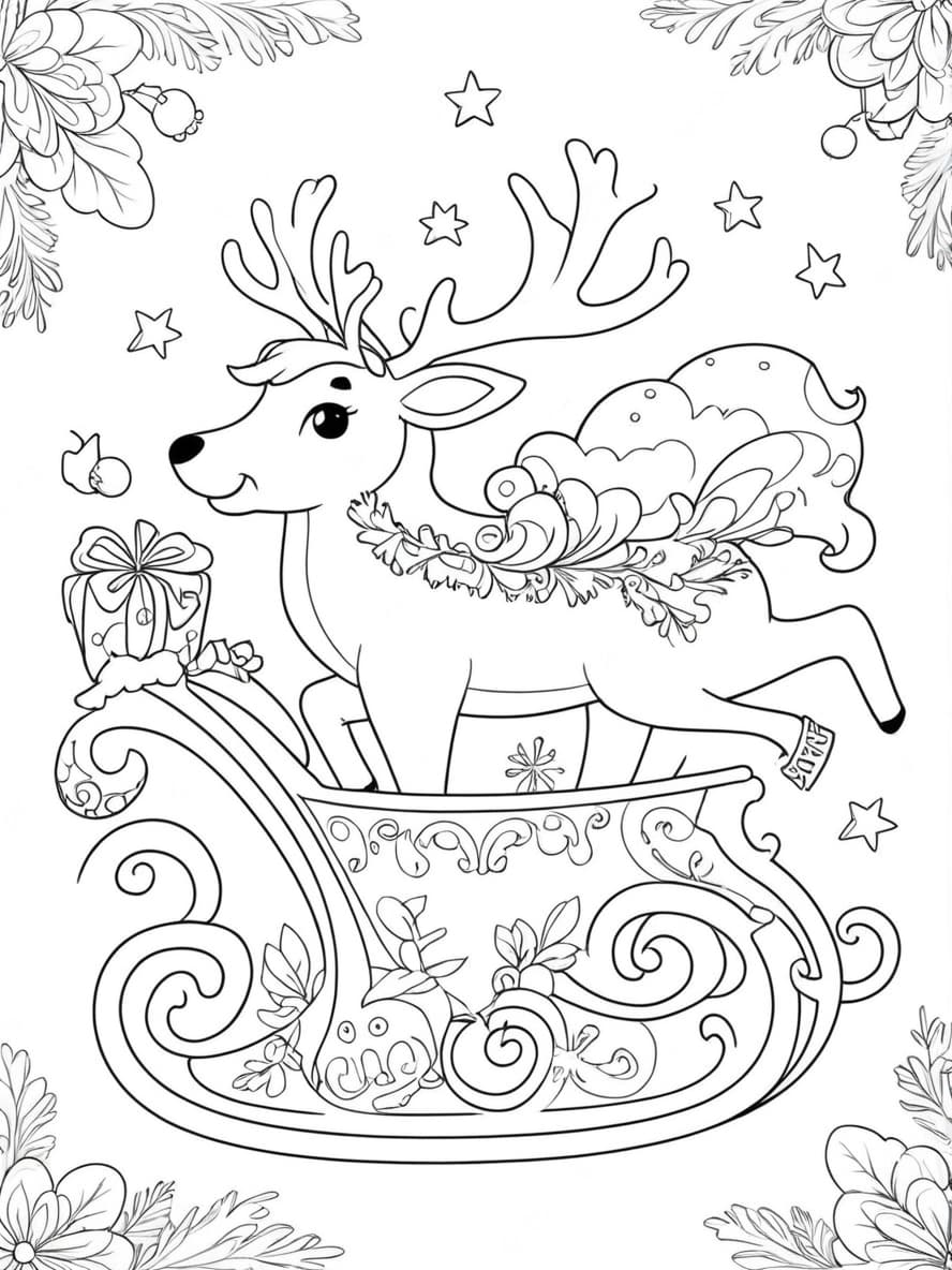 Coloriage Boule De Noel Et Renne