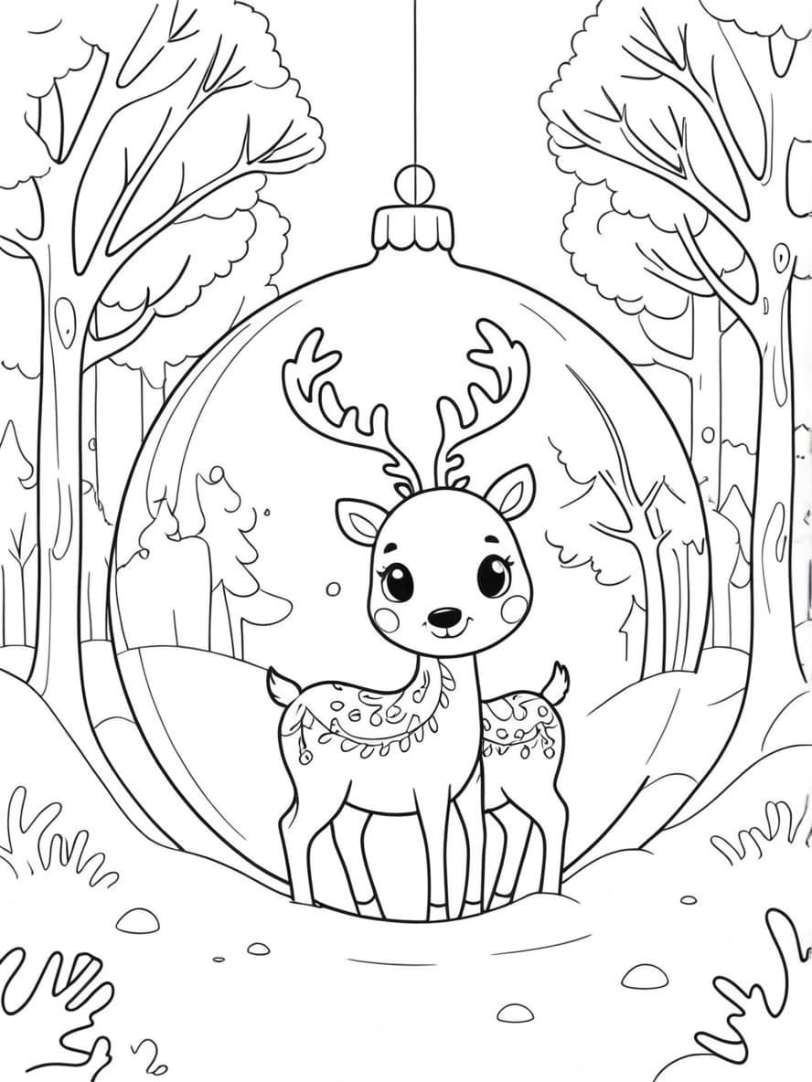 Coloriage Boule De Noel Renne Gratuit