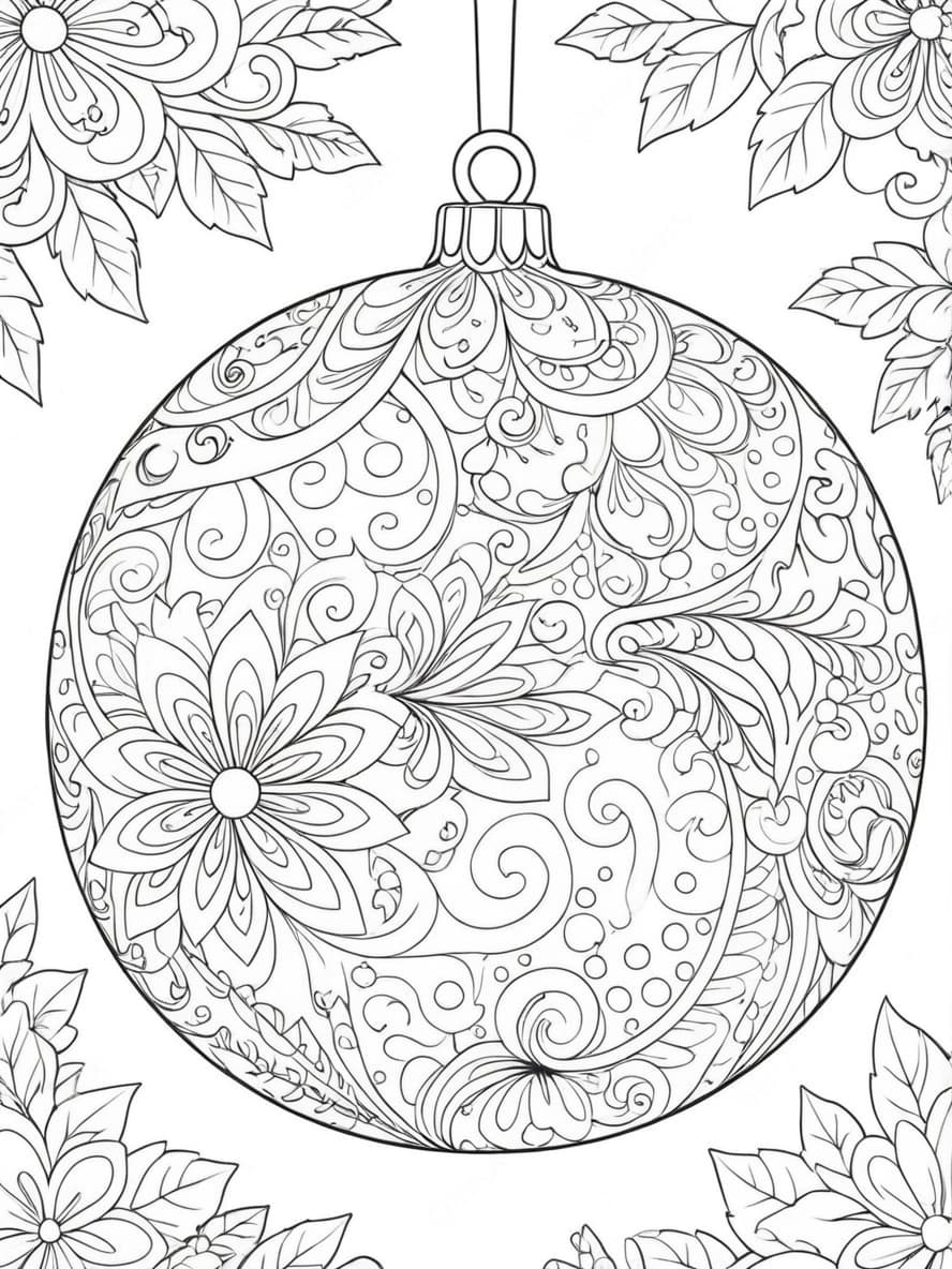 Coloriage Boule De Noel Simple Pour Enfants