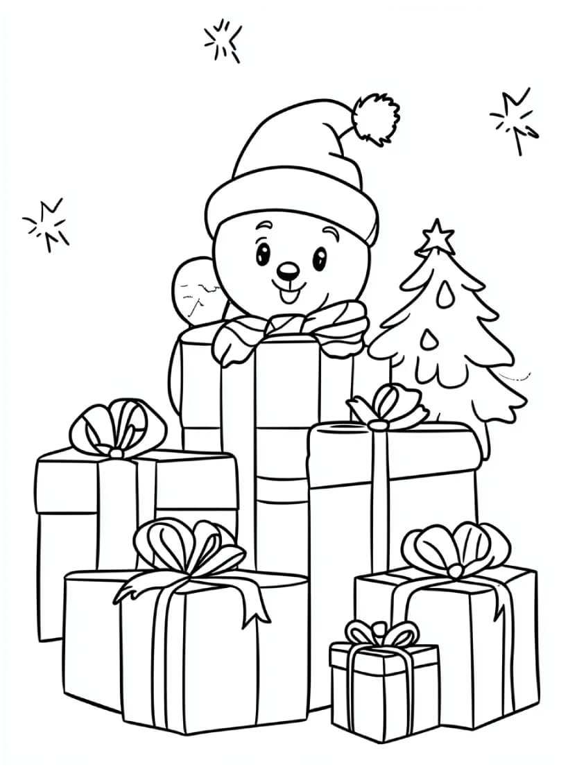 Coloriage Cadeau De Noel Gratuit