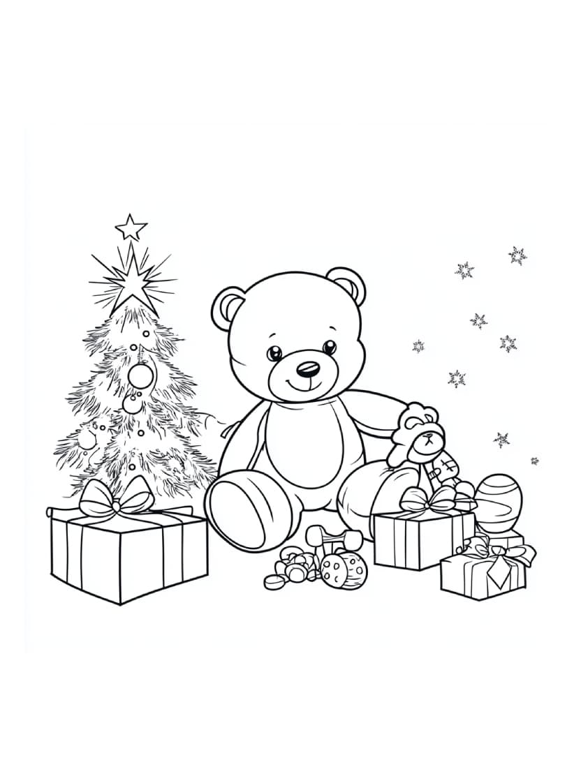 Coloriage Cadeau Et Ours