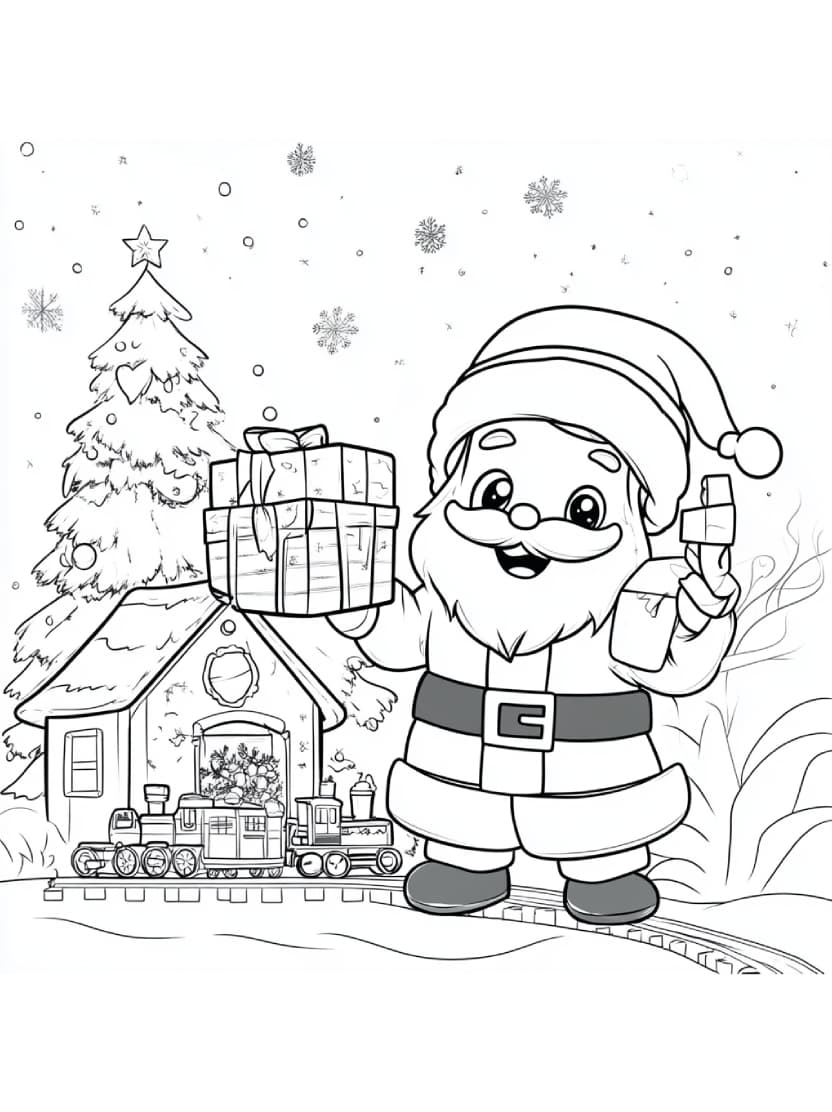 Coloriage Cadeau Et Pere Noel