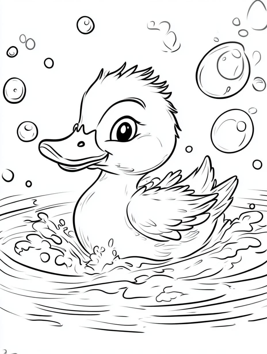 Coloriage Canard Adorable Ballon