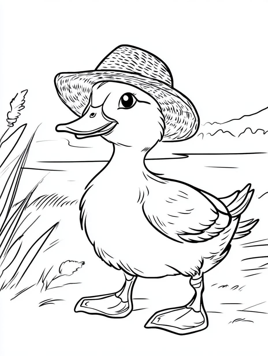 Coloriage Canard Avec Chapeau