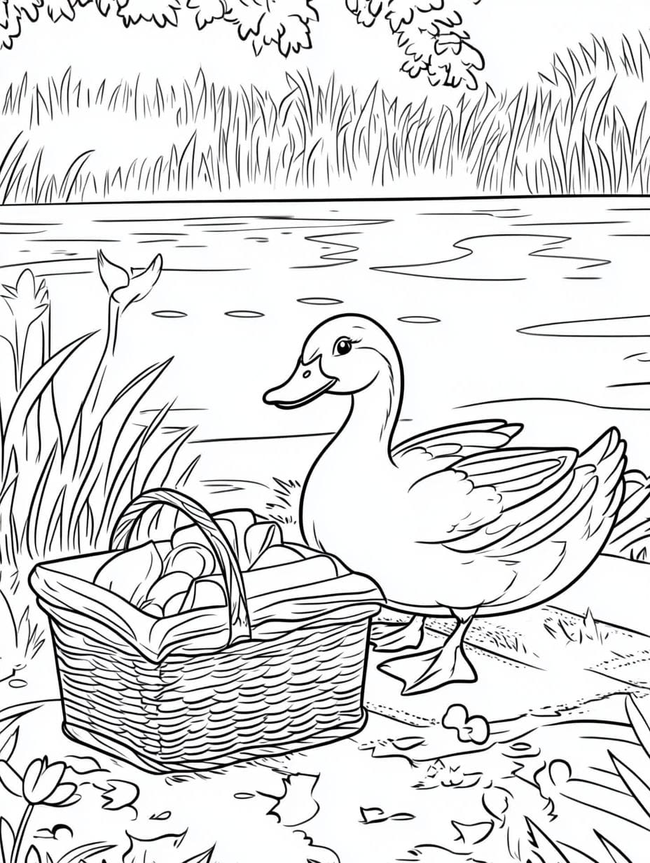 Coloriage Canard Camping