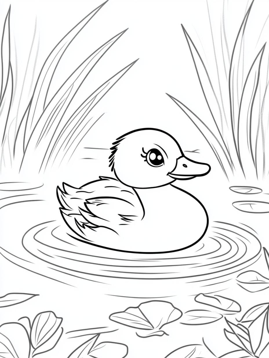 Coloriage Canard En Train De Nager