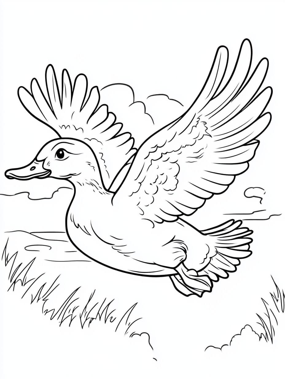 Coloriage Canard En Train De Voler