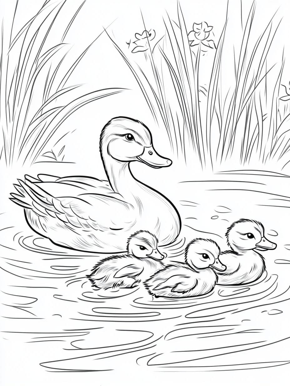 Coloriage Canard Famille