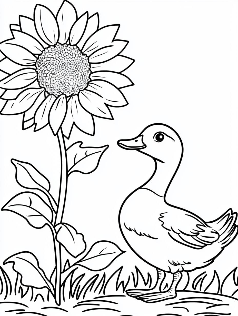 Coloriage Canard Tournesol