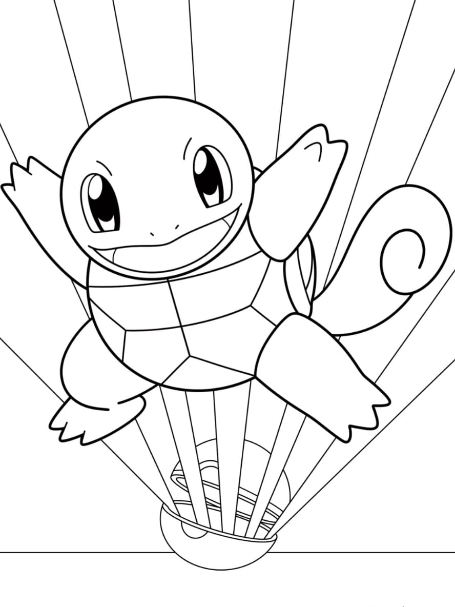 Coloriage Carapuce Et Pokeball