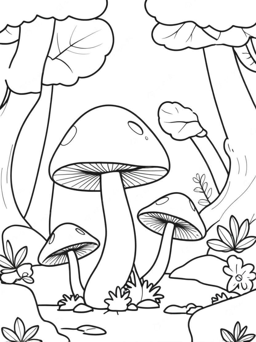 Coloriage Champignon Beau Pour Enfants