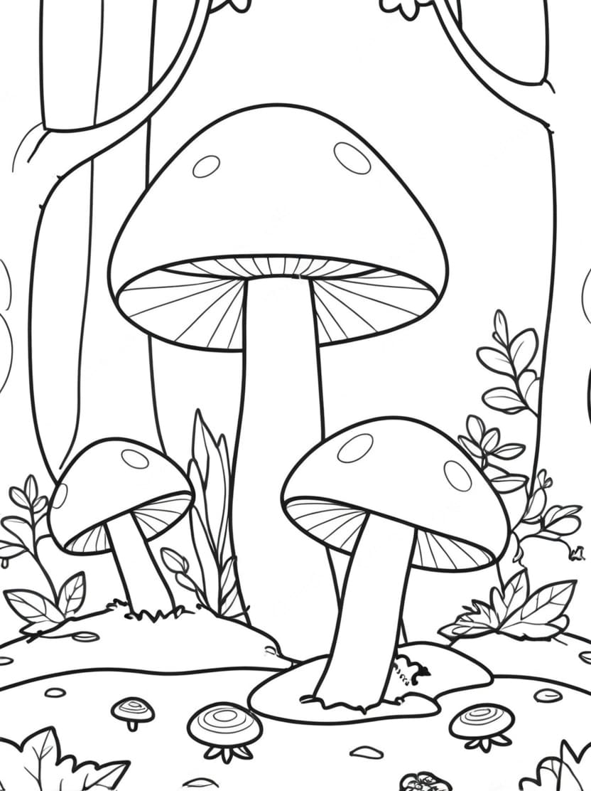 Coloriage Champignon Dans La Foret Gratuit