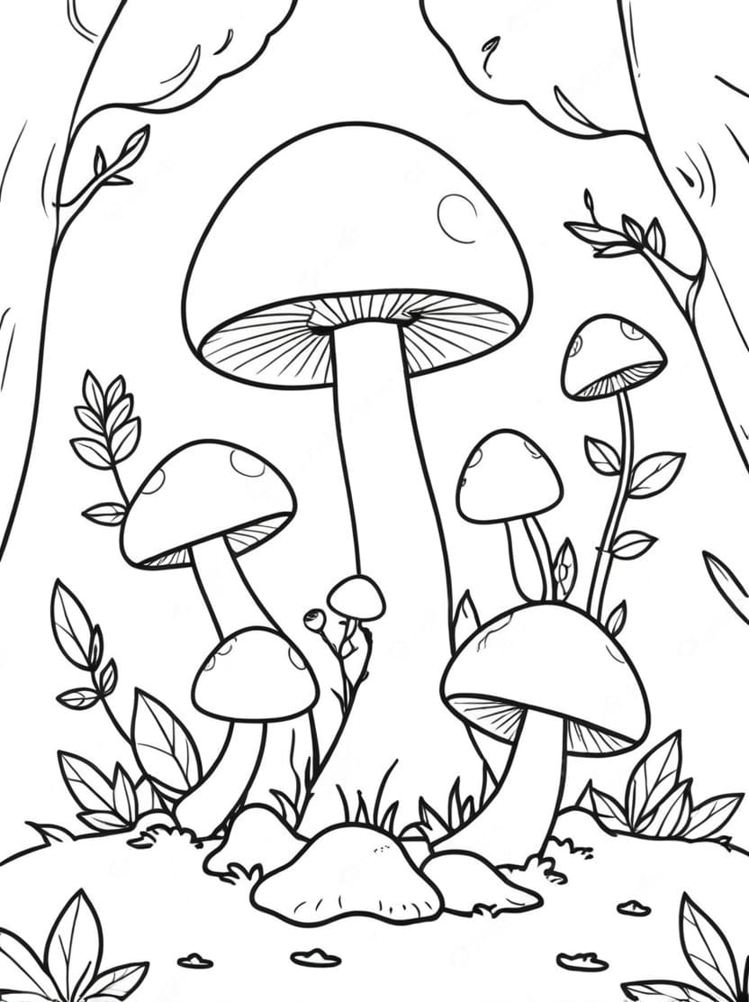 Coloriage Champignon Dans La Foret