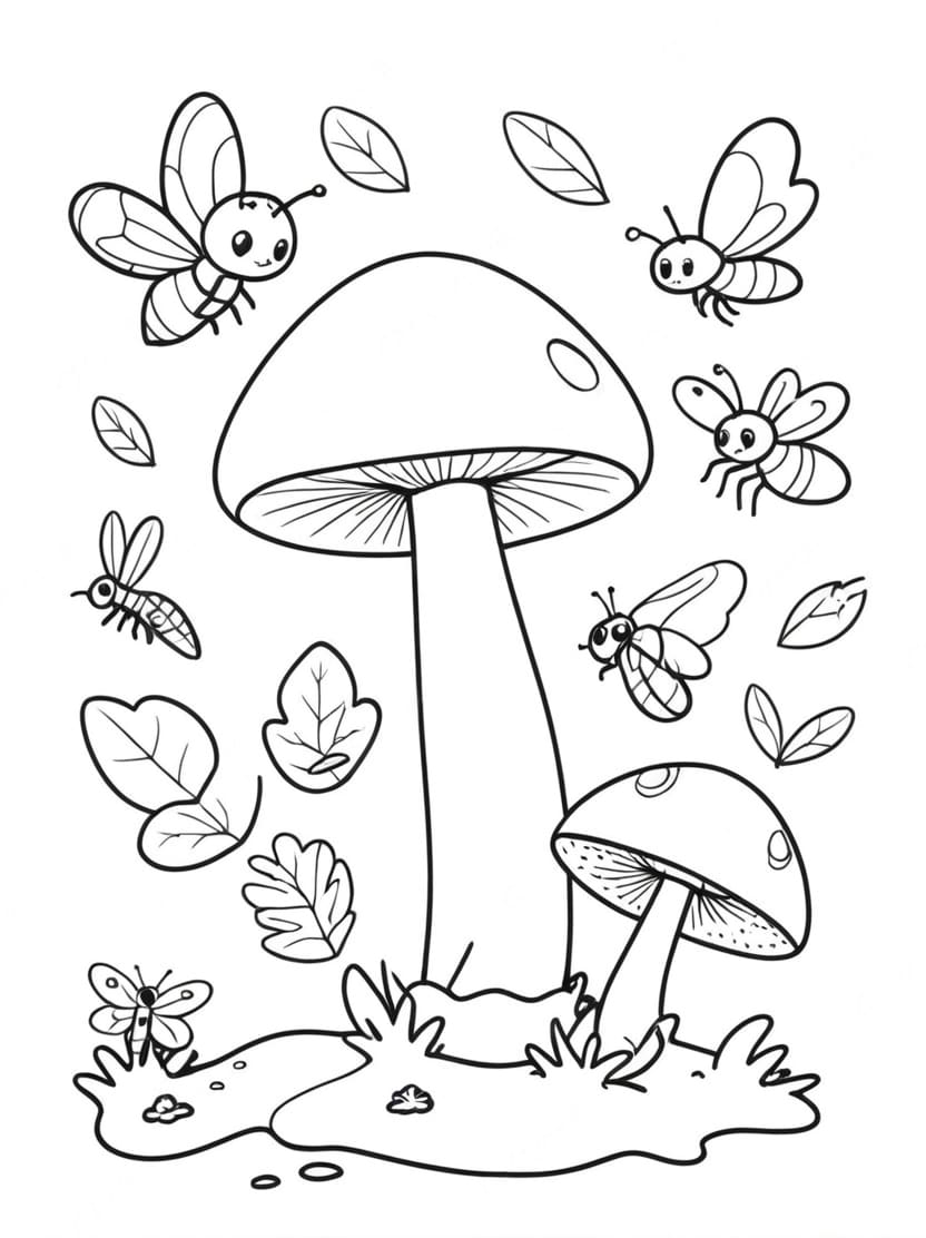 Coloriage Champignon Monde Animal