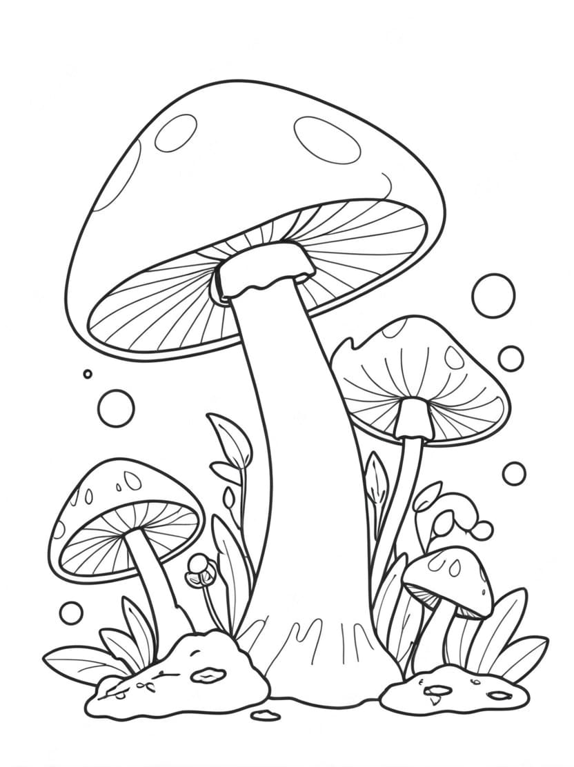 Coloriage Champignon Simple Gratuit