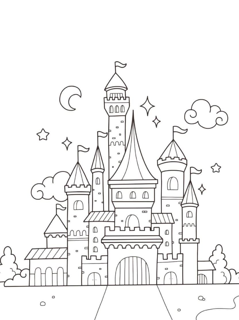 Coloriage Chateau Princesse Amusant Pour Des Activites Artistiques