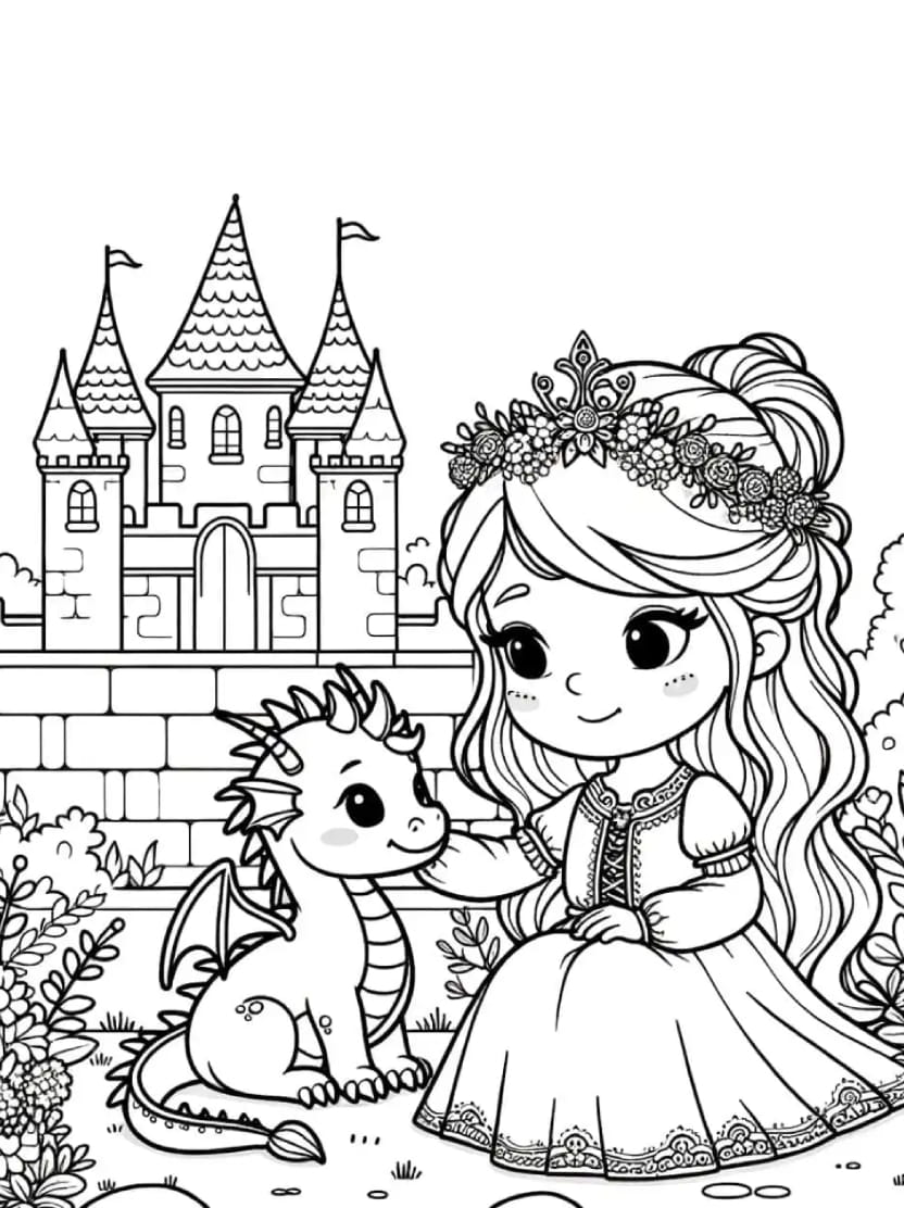 Coloriage Chateau Princesse Dans La Decoration