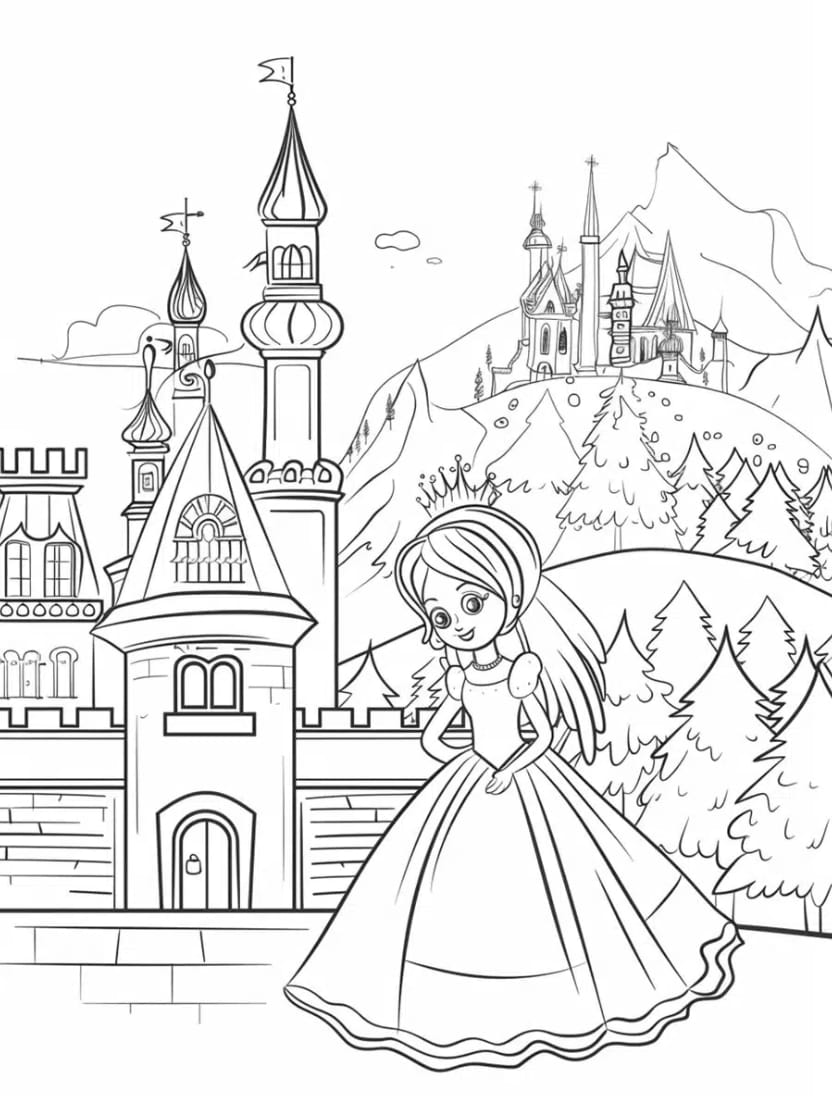 Coloriage Chateau Princesse Dans Le Monde Des Contes