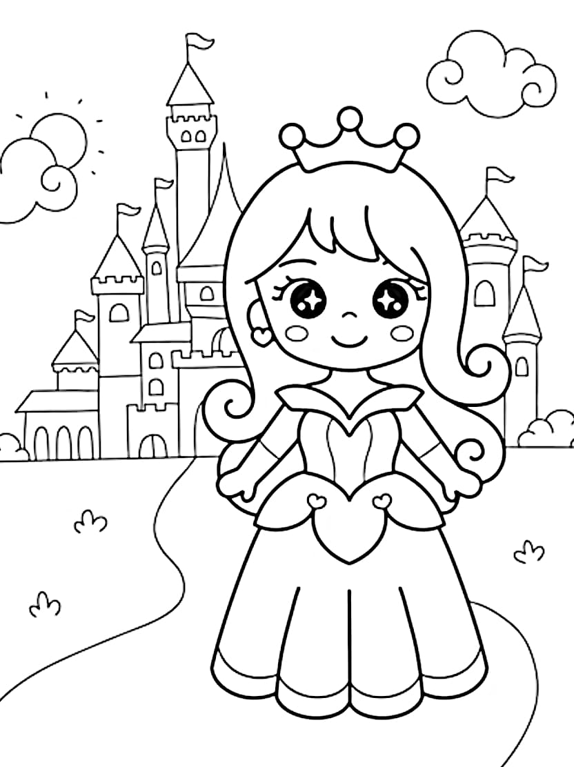 Coloriage Chateau Princesse Dans Un Jardin De Fleurs