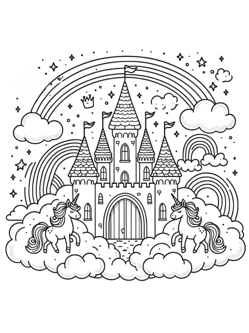 Coloriage Chateau Princesse Mignon Pour Les Enfants