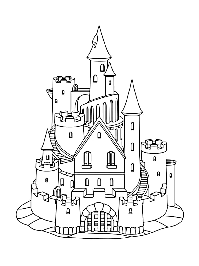 Coloriage Chateau Princesse Plein De Couleurs Et Vivant