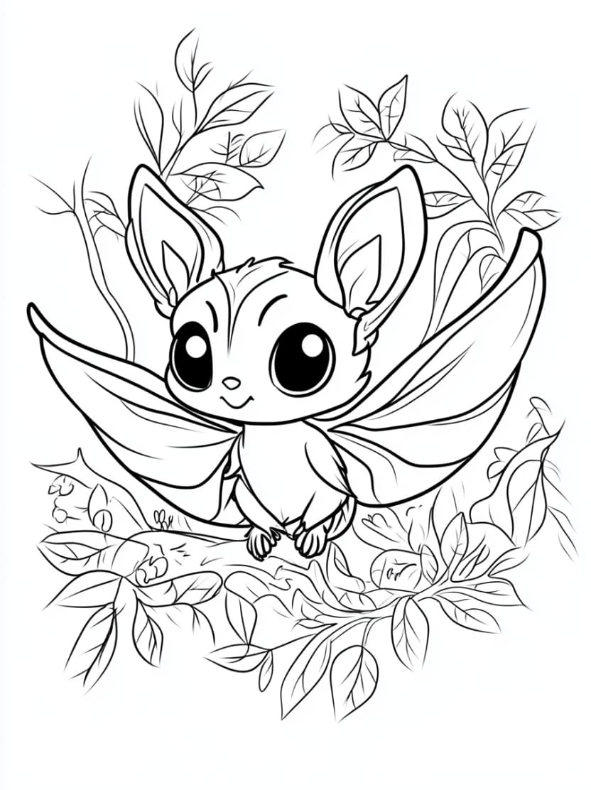 Coloriage Chauve Souris Adorable Pour Enfant