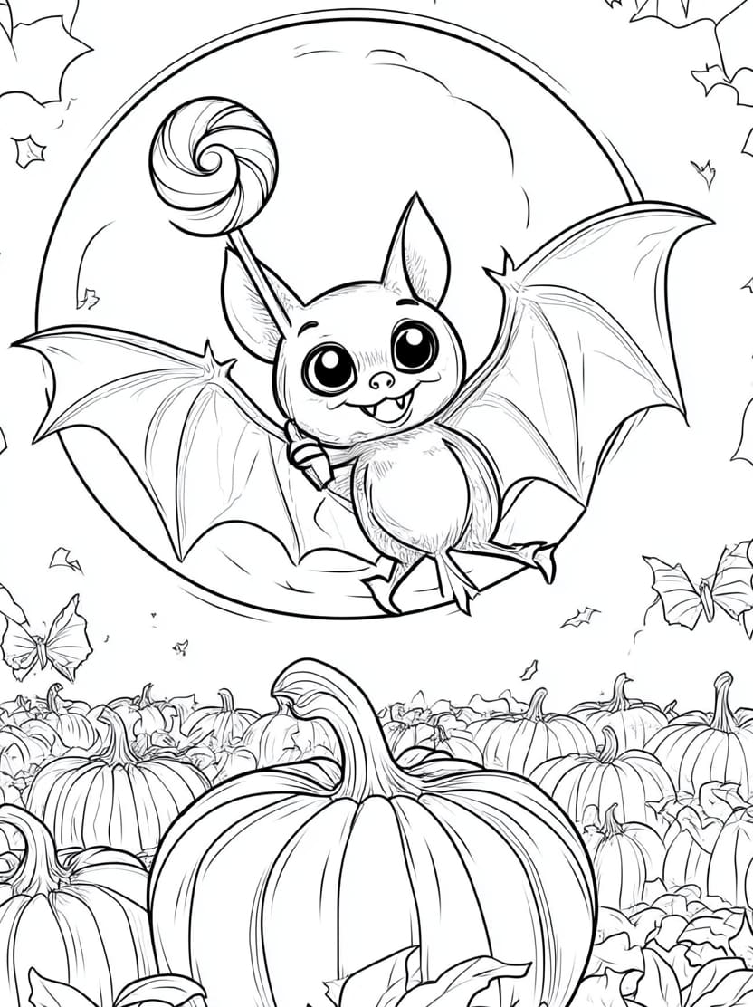 Coloriage Chauve Souris Citrouille