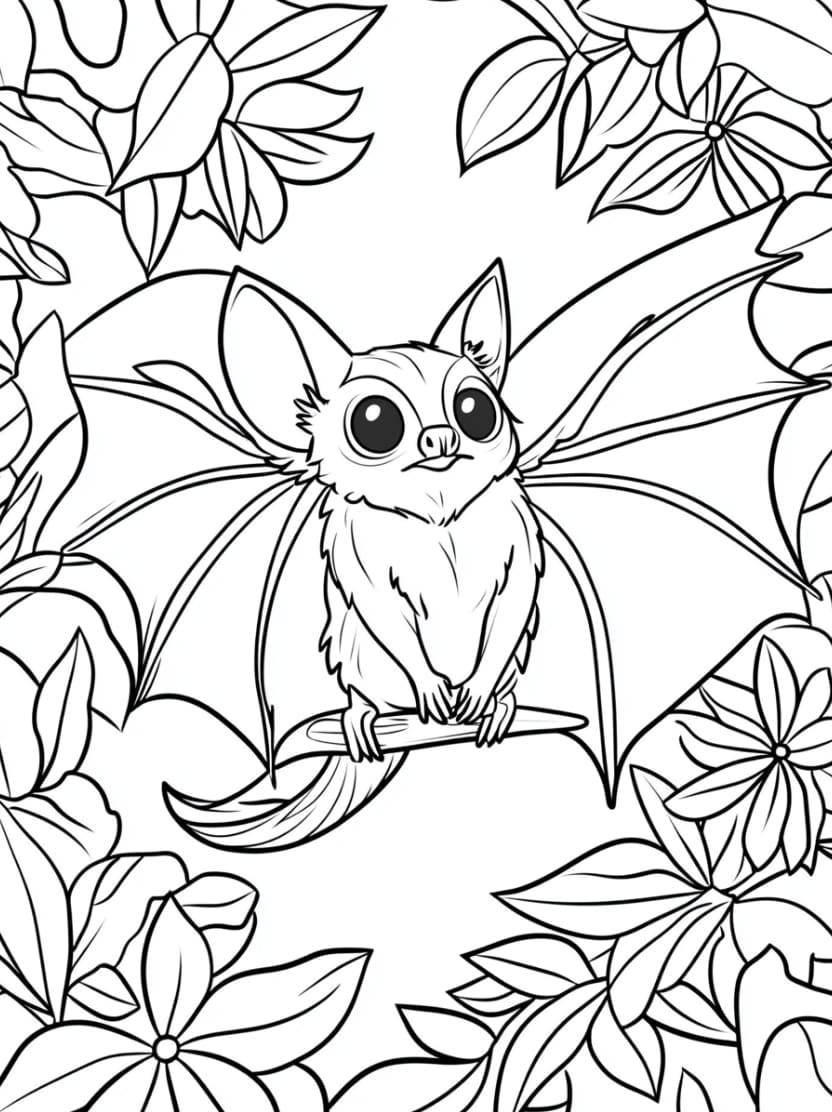 Coloriage Chauve Souris Dans La Foret