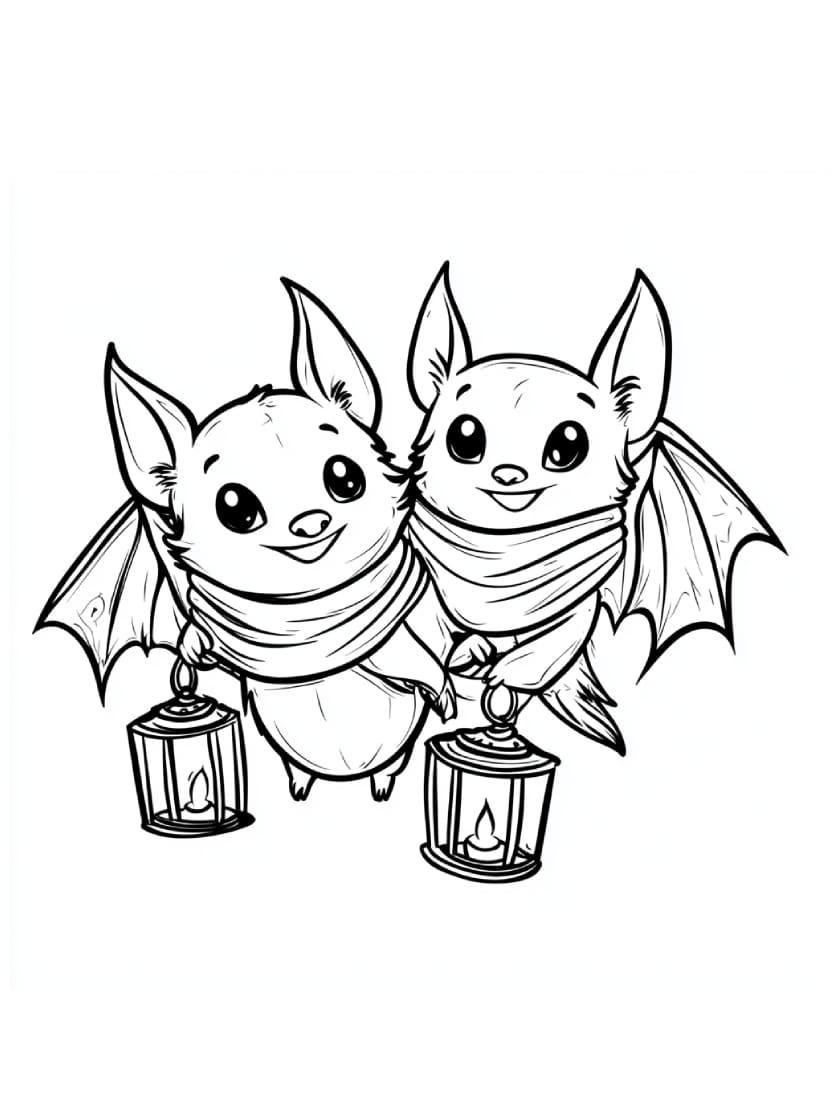 Coloriage Chauve Souris En Duo