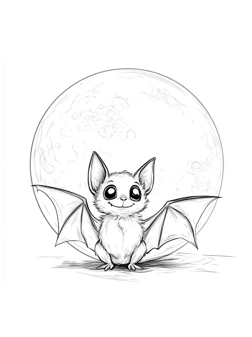 Coloriage Chauve Souris Grande Lune