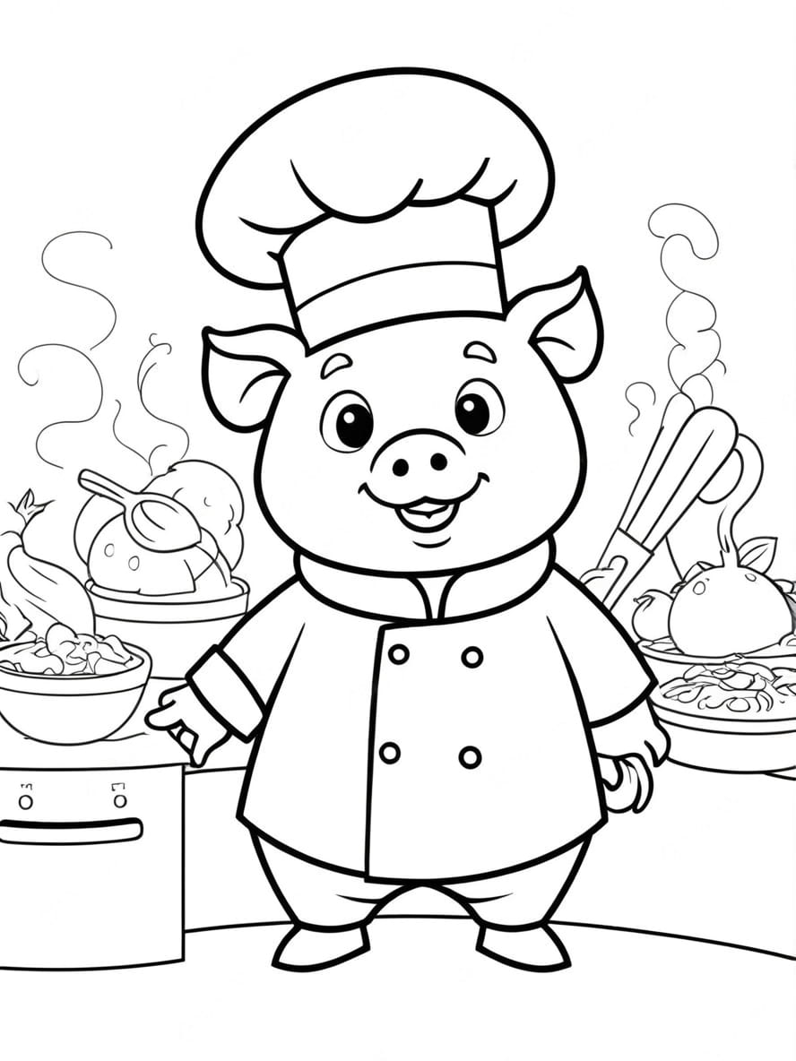 Coloriage Chef Cochon