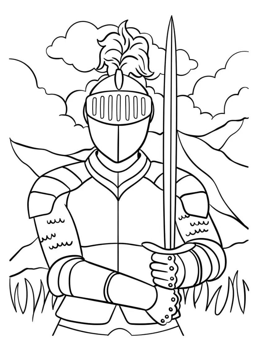 Coloriage Chevalier Entrainement A L Epee