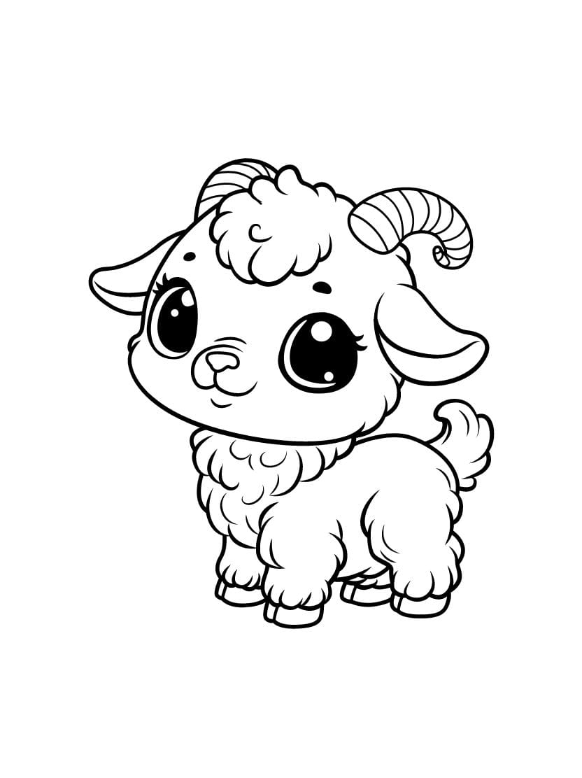 Coloriage Chevre Chibi Adorable