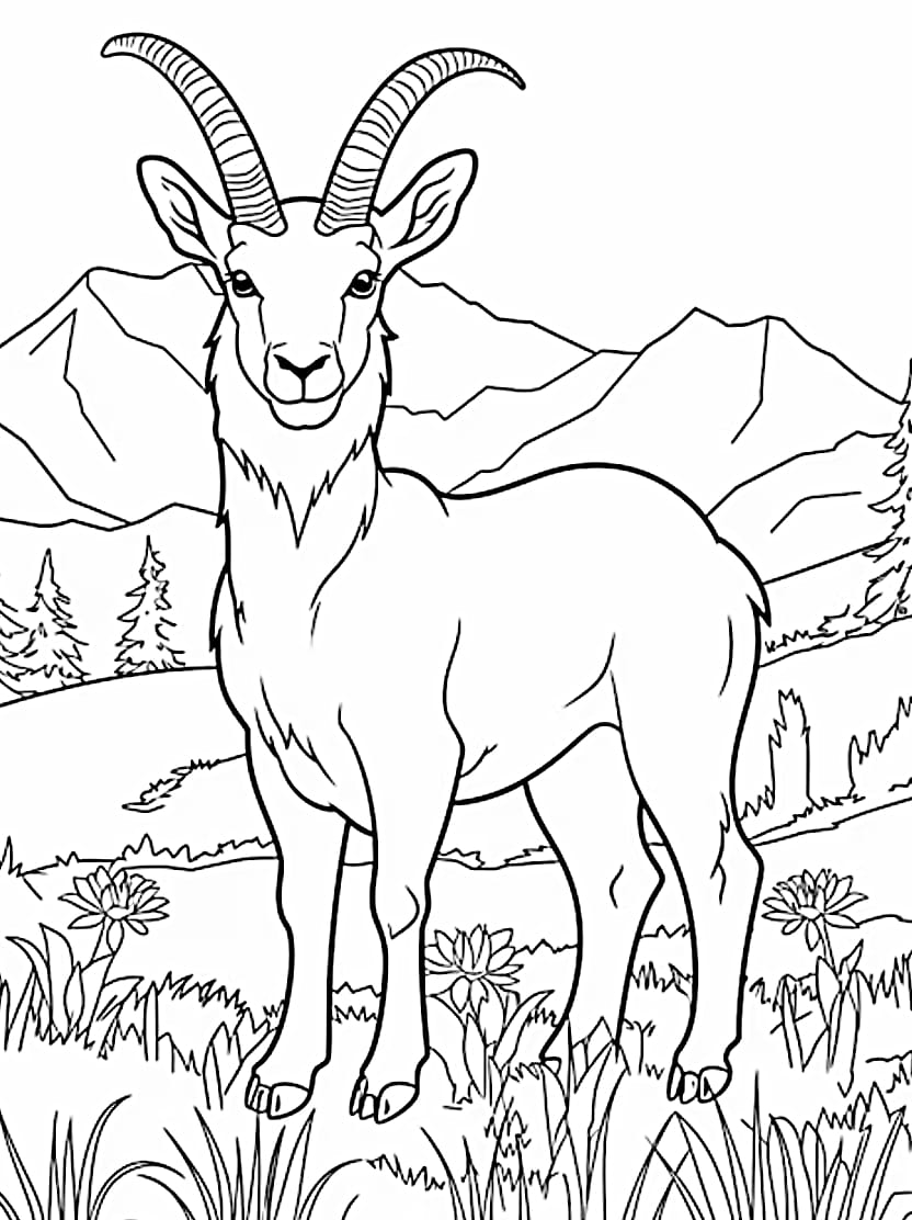 Coloriage Chevre Montagne