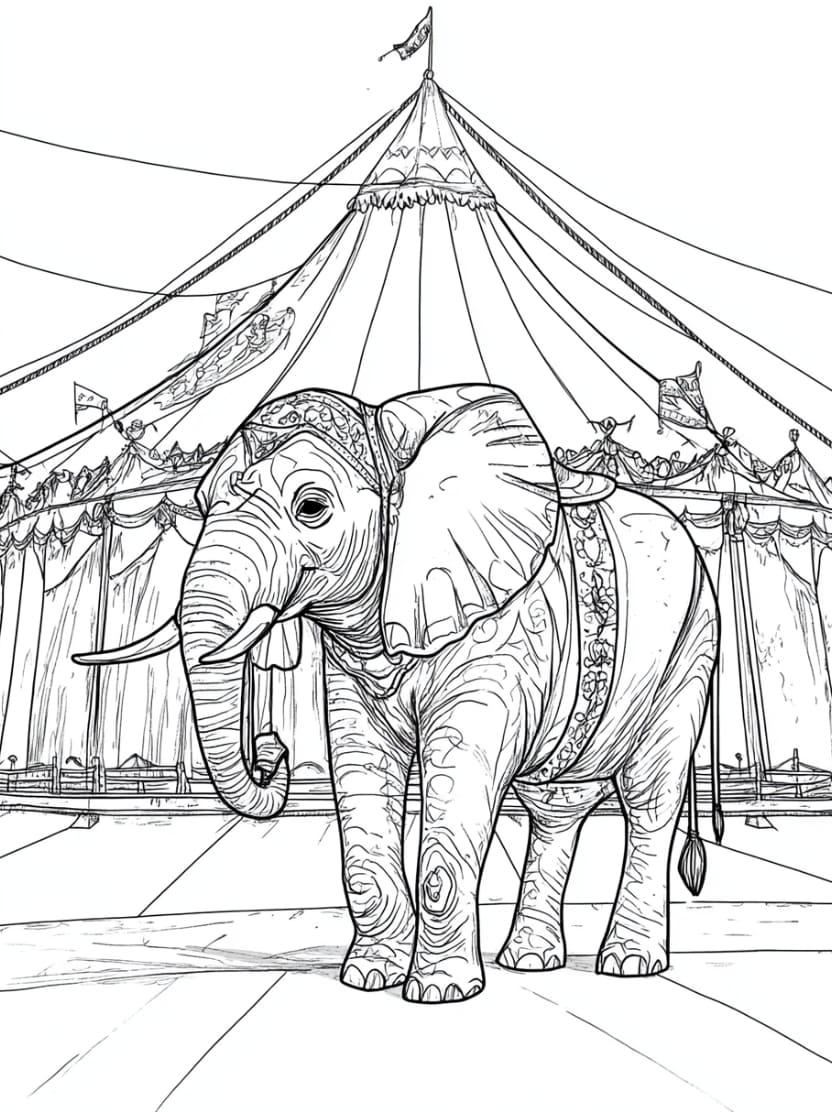 Coloriage Cirque Image D Elephant