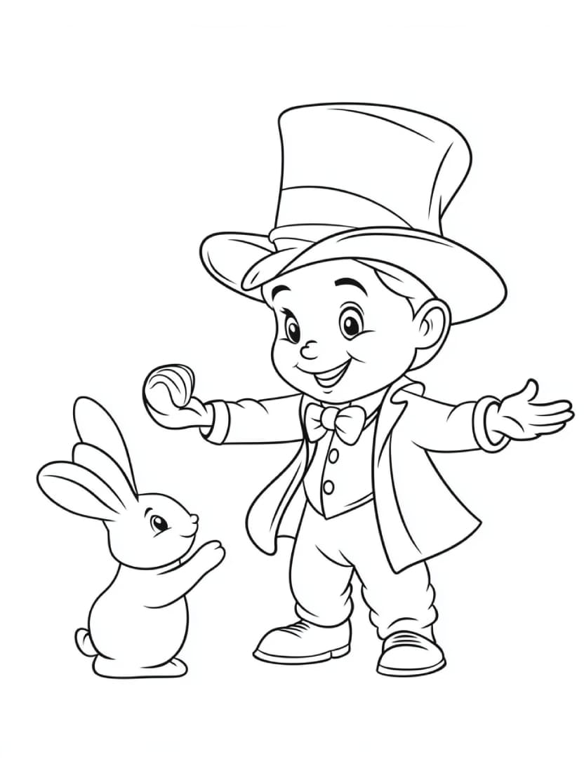 Coloriage Cirque Magicien Et Lapin