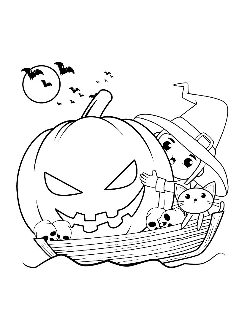 Coloriage Citrouille Halloween Fantome